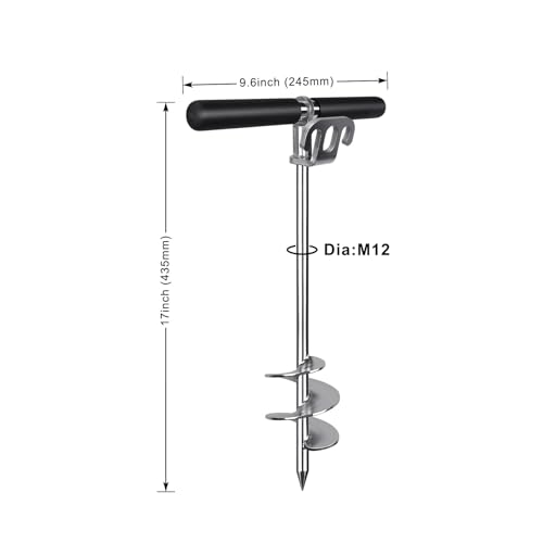 BeneLabel Boat Anchor, Heavy Duty Kayak Sand Stake 43cm Screw in Shallow Water Canoe Beach Anchor SUP Spiral Wind Storm Spike Peg for Small Medium Large Boat with Storage Bag
