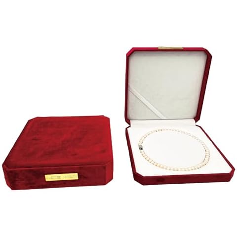 DECWXON Jewelry Velvet Box Pearl Necklace Boxes for Jewelry Gift Boxes Display Case Wedding Jewelry Organizer Storage Holder Boxes (red) Cover