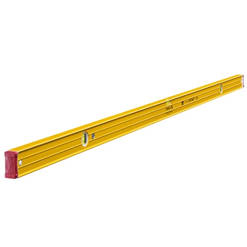 STABILA Magnet-Wasserwaage Type 96-2 M, 183 cm, extrasteifes Alu-Profil, extrastarke Seltenerd-Magnete, 1 Horizontal-/2 Vertikal-Libellen, stoßdämpfende Endkappen, Rutsch-Stopper, Made in Germany