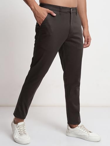 Image of Highlander Men's Slim Fit Formal Trousers | Ankle Length |Smart Trousers for Men | Chino Trousers for Men|Elegant Design | Comfortable Fabric for Daily Work & Formal Occasions