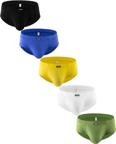 iKingsky Men's Seamless Front Pouch Briefs Sexy Low Rise Cheeky Modal Underwear for Men