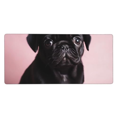 Tapis de souris de jeu XXL 40x90 cm noir avec bords cousus