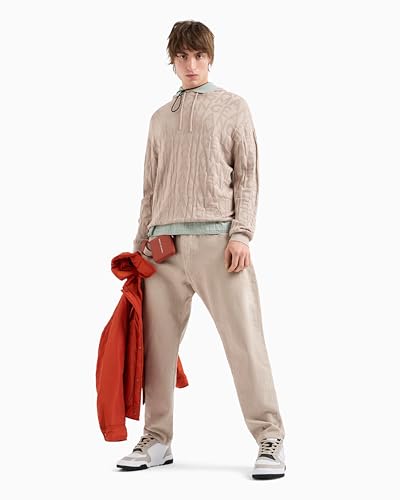 Armani Exchange Men's Pullover Sweater with Hoodie and Embossed All Over Logo3