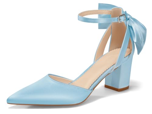 Image of Coutgo Women's Chunky Heels Ankle Strap Pointed Toe Pumps | Dress Shoes