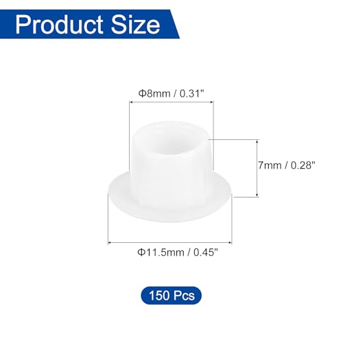 Image of uxcell 150Pcs Screw Hole Plugs, 8mm(5 /16 inch) Dia Plastic Round Button Plugs Snap in Locking Hole Covers Flush Type Caps for Furniture Cabinet, White