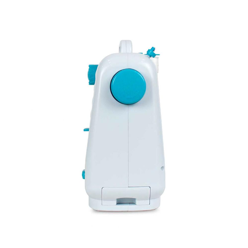 PRIXTON P110 - Mini Maquina de Coser Portatil con Cajón para Accesorios, Lámpara Integrada y 12 Tipos de Puntadas Diferentes, Incluye Pedal, Dimensiones 26x25x11.5 cm (Reacondicionado) (Azul)