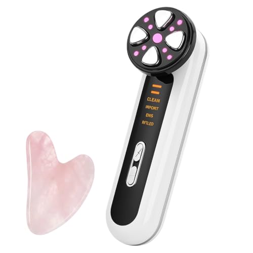 SAUSI BRAND Masajeador Facial de Radiofrecuencia - Máquina de Belleza y Limpieza Facial con Gua Sha, Antienvejecimiento, Microcorriente Reafirmante para Profesionales y Aficionados (Negro)