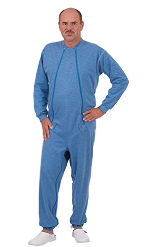 4686 Care Front Jumpsuit with Leg Chest Closure for Peg Stoma Dk - Blue - M 4686 Care Front Jumpsuit with Leg Chest Closure for Peg Stoma Dk - Blue - M