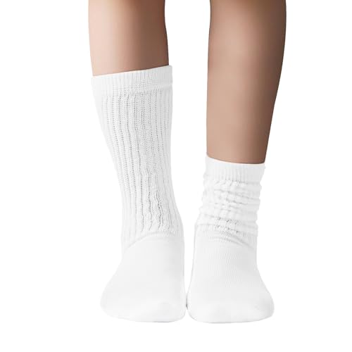 Zando Girls Slouch Socks for School Uniform Toddler Knee High & Ankle Socks for Girls Kids Long Tube Cotton Stockings