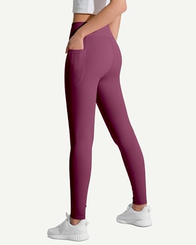 Image of JOCMIC Girls Athletic Leggings High Waist for Kids Yoga Dance Gym Pants with Pocket