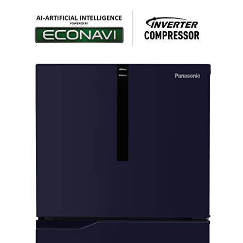 Image of Panasonic 260 L Double Door 3 Star AI Enabled Inverter Technology Frost Free Refrigerator (NR-TH272CPAN, Ocean Blue, Jumbo Fresh Vegetable Basket, Net Capacity 237L)