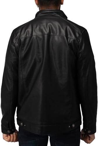 Image of X-Ray Men's Slim Fit Faux-Leather Moto Jacket with Removable Hood
