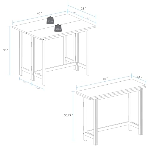 Casual Home 613-95 Solid Wood Flip-Top Folding Console To Dining Convertible Table thumb #2