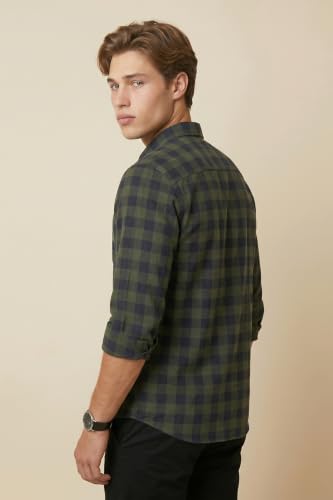 Image of Peter England Men's Checkered Cotton Shirt | Smart Casual | Full Sleeves