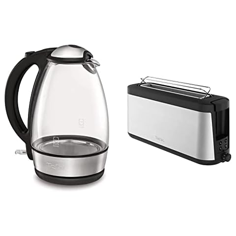 Tefal KI7208 1, 1 Liter, schott glas/edelstahl & Element Langschlitz-Toaster TL4308 Cover