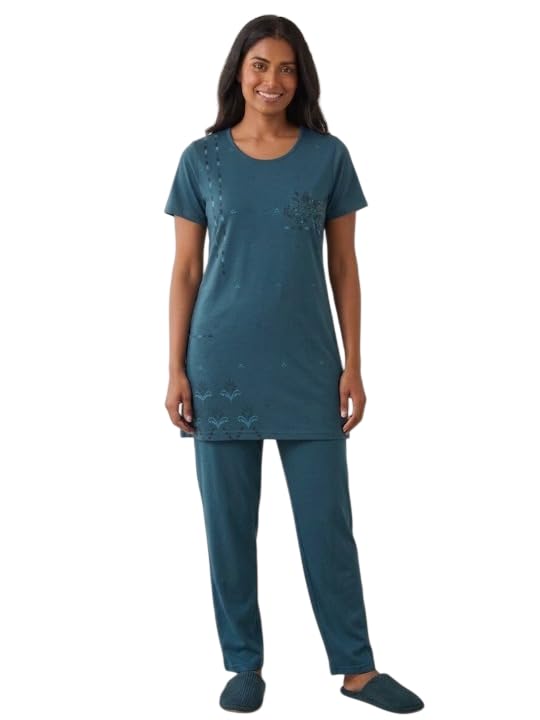 Summer Casual Wear Cotton Round Neck Half Sleeves Printed Soft & Breathable Nightsuit For Women-image-29