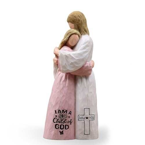 Jesus Embracing Woman-Christian Gifts for Women, Religious Gifts for Women, Baptism Gift for Girl, Sculpted Hand-Painted Figurine