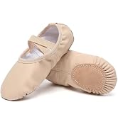Danzcue Ballet Shoes for Girls-Soft Canvas/PU Leather Dance Slippers with Non-Slip Soles, Ideal B...