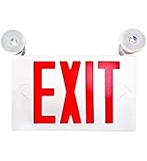 SPECTSUN 1PACK LED Exit sign Light with Battery Backup, Red Exit Emergency Sign with 2 Lamp Heads...