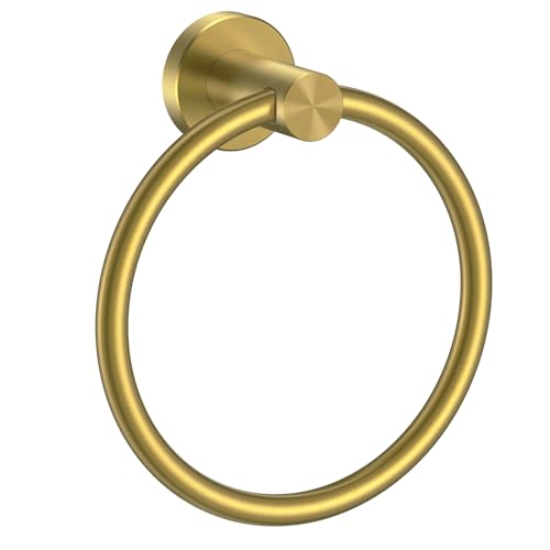 Image of FORIOUS Towel Ring, SUS304 Stainless Steel Modern Hand Towel Holder Rack Hanger Round for Bathroom Wall Mounted, Ideal for Bath, Kitchen, RV, Dark Gold