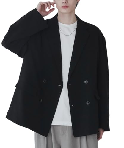 [ウィゴー] 男女兼用 ルーズシルエット テーラードジャケット アウター 服 ジャケット シャツ トップス 韓国 ビッグシルエット ゆったり デート ギフト プレゼント 春服 春 夏 秋 冬 メンズ M ブラック