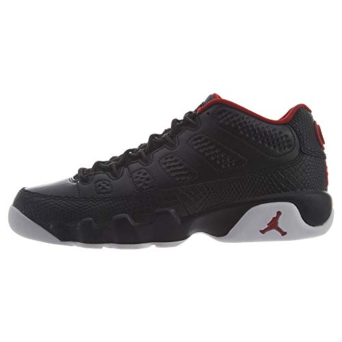 Jordan Air 9 Retro Youth Round Toe Synthetic Black Sneakers, Black/Gym Red/White, 26.5 cm