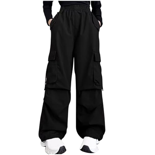 Baggy Hose Mädchen Warm Sweathose Bequeme Dicke Unisex Kinder Hosen Freizeithose Thermohose Jogginghose Winter Sporthose Thermo Leggings Sweatpants Baggy Hose Trainingshose mit Tasche 00 Schwarz 170