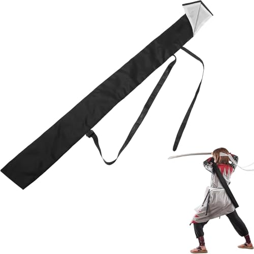 KJOET 竹刀袋 刀袋 (165cm*12.5cm) 剣袋 竹刀ケース 模造刀 木刀 短刀 袋 収納バッグ 長物袋 肩掛け付 ロープ調節 保管 収納 日本刀や剣道のや 釣竿 日本刀 居合刀 模擬刀 太刀用 ポールなどの様々な長物のに(黒)