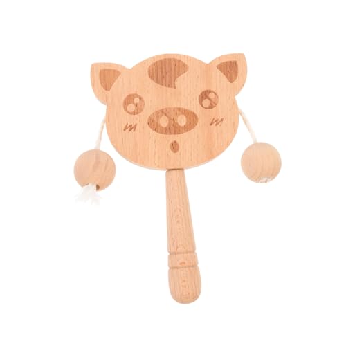 TOBBOMEY 鼓 赤ちゃんの手ガラガラ ベビーガラガラ シェーカー ベビーラトルドラム ベビーモンキードラム toys トイ 漫画のガラガラおもちゃ 木製ガラガラのおもちゃ 木製ガラガラ遊具