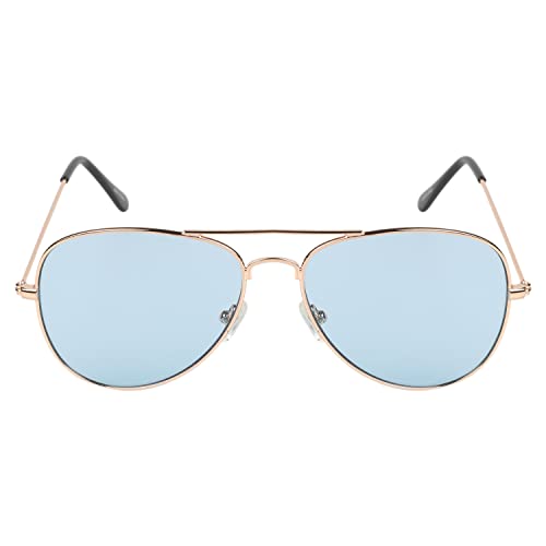 Image of Unisex UV Protected Aviator Shaped Full Rim Sunglasses With Assorted Colored Sunglasses Case, Frame - Plastic, Polycarbonate Lens