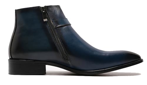 Santimon Mens Chelsea Boots Formal Dress Ankle Boots Genunie Leather Plain Toe Belt Buckle Cowboy Boots Prom Wedding Business Causal Fashion Suit Tuxedo Boots for Men3