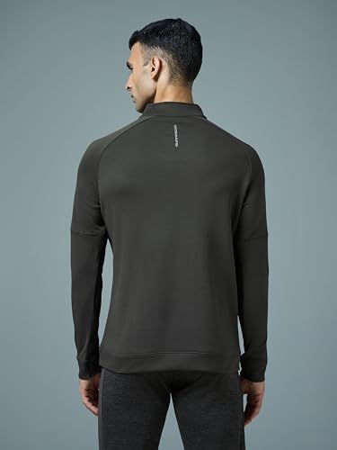 Image of TECHNOSPORT Men's Slim Fit Mock Neck SOID Sports Sweatshirt with Elasto Plus