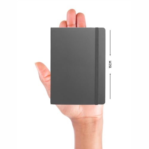 Image of Anupam Fluct A7 Hard Bound Journal | 128 Pages 80gsm | Matte Finish PVC Cover Aesthetic Diary | pH Neutral & Acid Free Ruled Paper | Matching Elastic Lock | For Journaling (Pack of 2 Grey)