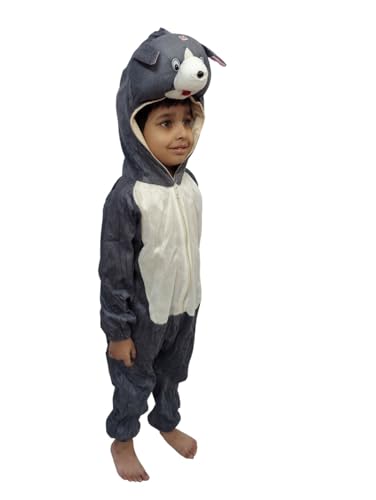 Image of BookMyCostume Grey Mischievous Cat Cartoon Kids Fancy Dress Costume 5-6 years