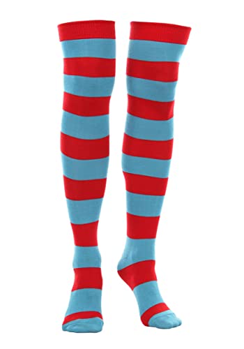 elope Thing 1 & Thing 2 Striped Knee High Socks - Acrylic Blend with Red and Blue Stripes