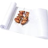 Weiße Metzgerpapierrolle, 10 m, lebensmittelechtes Pfirsich-Metzgerpapier zum Räuchern, Räuchern und Verpacken von Fleisch, ungebleicht, ungewachst und unbeschichtet (Breite in 45 cm)