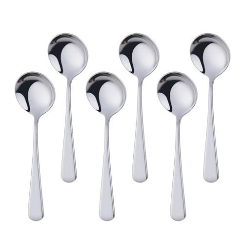 Buyer Star Suppenlöffel Edelstahl, Esslöffel 6 Stück Runde Dessertlöffel Besteck, 6,3 Zoll Edelstahl Löffel für Müsli Porridge Früchte...