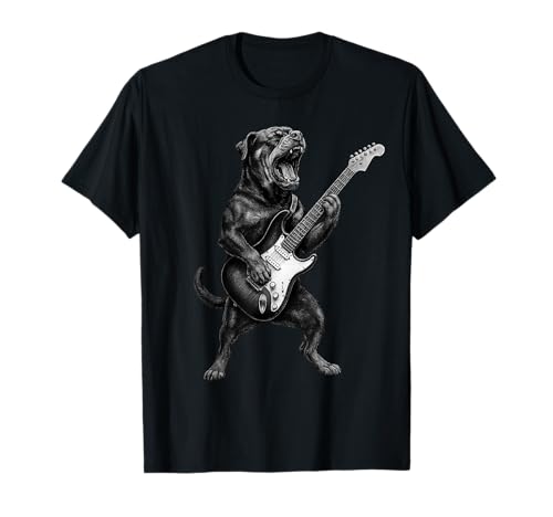Rottweiler Playing Guitar Rock Music Dog Lover T-Shirt