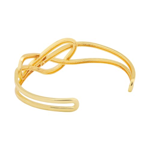 Image of VOYLLA Golden Intertwined Infinity Cuff Gold Plated Bracelet for Women Designer Love Bracelet Women's Day Gift for Her Girlfriend Wife Anniversary Birthday Jewellery