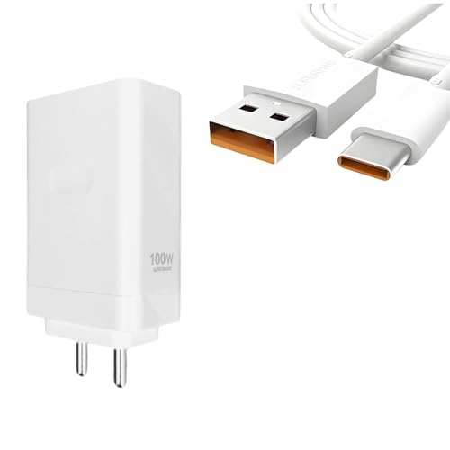 Image of Original 100Watt Supervooc USB Type C Charger Compatible with Op po F27 Pro 5G,A3X 5G,F27,A77S,A78 5G,Reno10 Pro Plus,Reno 10 Pro 5G,Reno 8T 5G,F23 5G(100Wattop Po),White GFR652