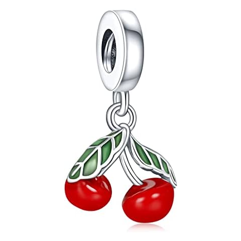 LaMenars Asymmetrical Cherry Fruit Dangle Charm 925 Sterling Silver Beads for Bracelets , Halloween Birthday Jewelry Gifts Women Girls Cover