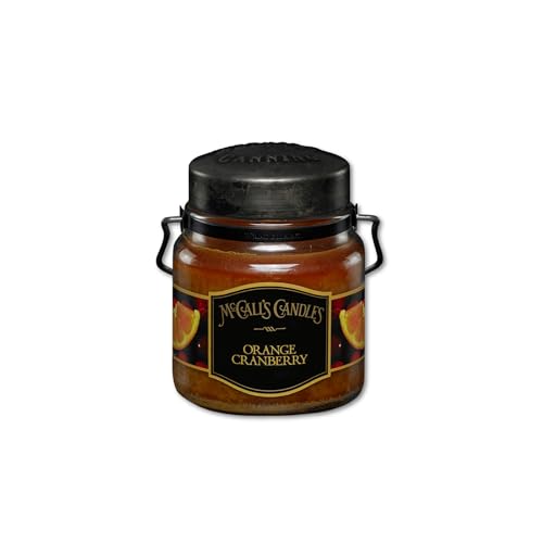 Image of McCall's Candles | Orange Cranberry | 16 oz Two-Wick Scented Candle | USA-Poured | Vintage Rustic Jar with Carrying Handle | Spiced Citrus & Tart Berry Fragrance