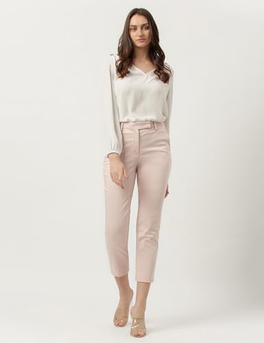 Image of Marks & Spencer Womens Cotton Mix Slim Fit Cropped Trouser (L), Pink