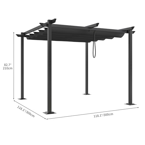 YITAHOME Metall-Pergola mit einziehbarem Dach, Outdoor-Pergola inklusive wasserabweisendem und PU-beschichtetem Baldachin mit LSF 15, Sonnenschutz für Grillveranstaltungen, Gartenpartys und Rasen in