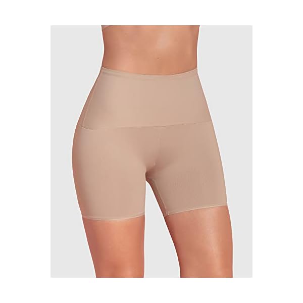 Leonisa Moderate Compression High Waisted Shorts for Women - Invisible Anti Chafing Womens Shapewear Tummy Control Beige