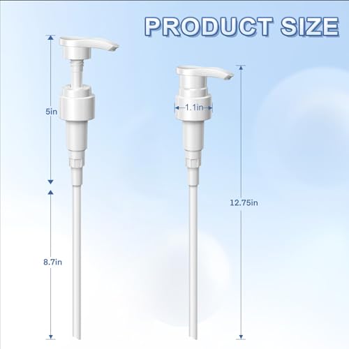 [2-Pack] Dispenser Pump, Shampoo/Conditioner, Leak Proof, Extended Trimmable Tube, Fits Most Bottles with 1-inch Bottle Mouth, Fits 33.8 oz Bottles, Plastic White, by luuckeeys3