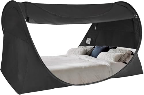 Alvantor Pop Up Bed Canopy Queen Size No Assembly Blackout and Breathable Mesh Sleeping Lightweight Portable Dream Tent with Carry Bag - Black
