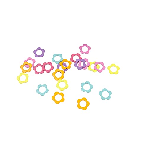 Image of Wonafa 50Pcs Flower Metal Stitch Markers,Metal Colorful Crochet Stitch Markers,with Storage Box for Crocheting Clothing Tag DIY Craft Project (Flower-50Pcs)