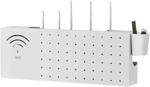 Brfveob ルーター配置ラック、ネットワークケーブルソケットシールドボックス、パンチなし壁掛けトップボックス収納ラック (70*20*10CM,ホワイト)