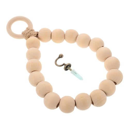 HOLIDYOYO Over Door Towel Holder Handmade Boho Towel Rack, Round Wood Bead Towel Ring Wall Mounted Boho Toilet Paper Hanger Bathroom Decor Rustic Farmhouse Hand Towel Holder